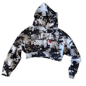 Chemistry Poetic Justice Cropped Hoodie Tie Dye Graphic L Tupac Top